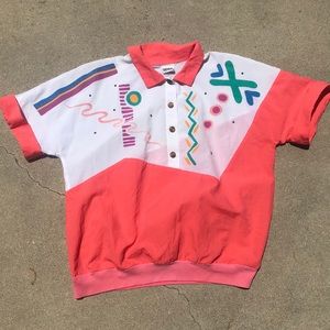 Teddy Sport Funky Print Quarter Button Blouse